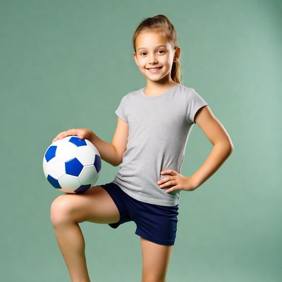Girl holding soccer ball