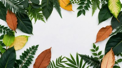 Colorful Autumn Leaves Frame on White