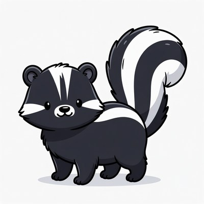 Cute cartoon skunk standing