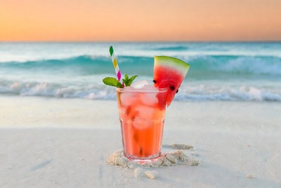 Watermelon cocktail on beach