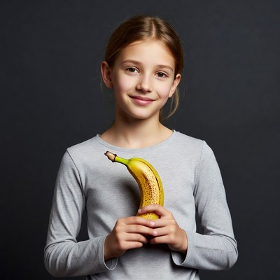 Girl holding yellow banana