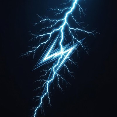 Bright Lightning Bolt on Black