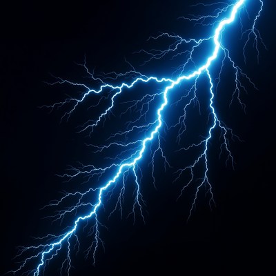 Bright Lightning Bolt on Black Background