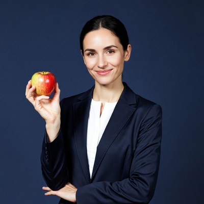 Woman holding red apple