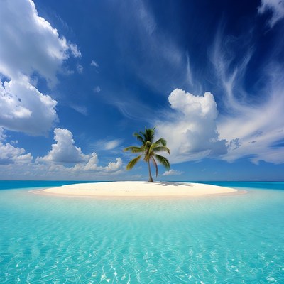 Palm Tree on Tropical Island