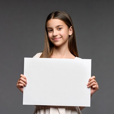 Girl holding blank sign