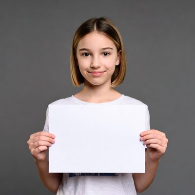 Girl holding blank sign
