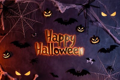 Happy Halloween with Spiders Bats Pumpkins