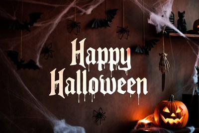 Happy Halloween with Bats and Pumpkin