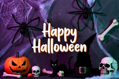 Happy Halloween with Pumpkin and Skulls