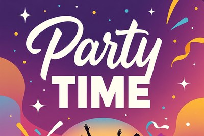 Party Time Illustration with Raised Hands