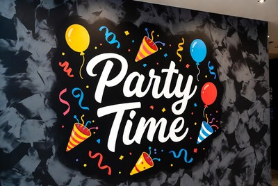Party Time Sign with Balloons