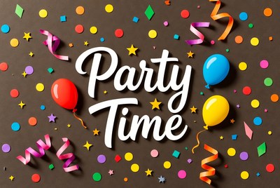 Party Time Balloons Confetti Illustration