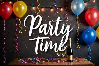 Party Time Balloons Champagne Glasses