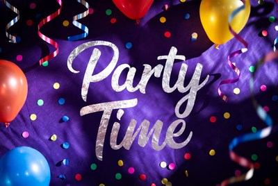 Party Time Text with Balloons