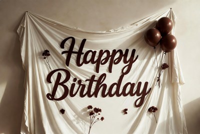 Happy Birthday with Brown Balloons