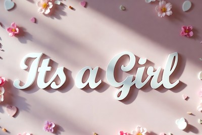 It's a Girl with Pink Flowers