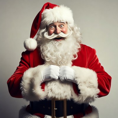 Smiling Santa Claus in red suit