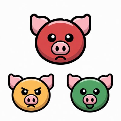 Three Cartoon Pig Emojis