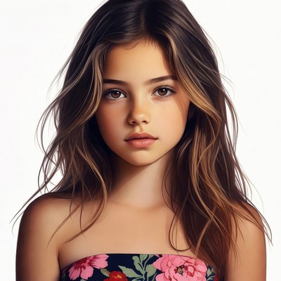 Young girl with wavy brown hair