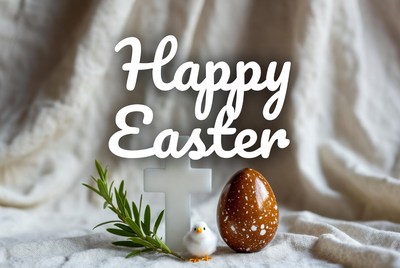 Happy Easter with Chick Egg Cross
