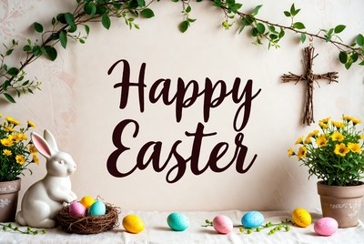 Happy Easter Bunny Eggs Display