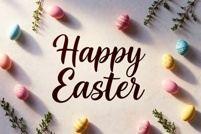 Happy Easter with Colored Eggs