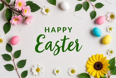 Happy Easter Flowers Eggs