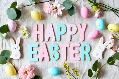 Happy Easter with Bunny and Eggs