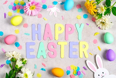 Happy Easter with Colored Eggs