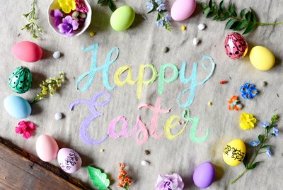 Happy Easter with Colored Eggs