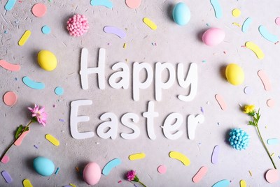 Happy Easter with Colored Eggs