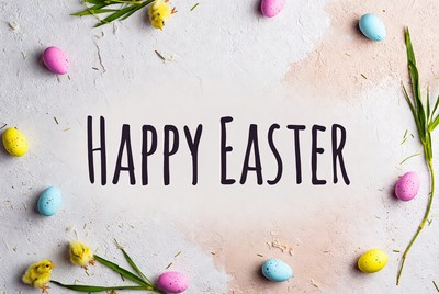 Happy Easter with Colored Eggs