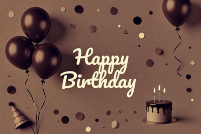 Happy Birthday with Brown Balloons Cake