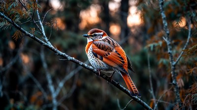 Fox Sparrow perched on branch
