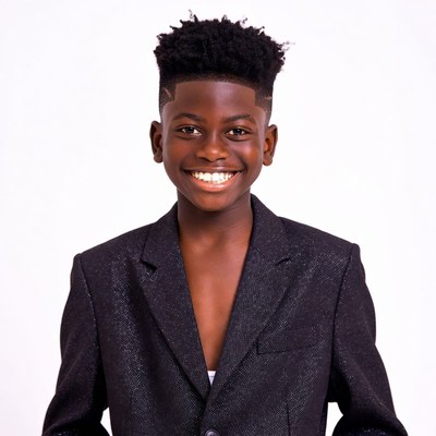 Smiling African boy in suit