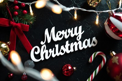 Merry Christmas Holiday Ornaments Flatlay