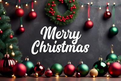 Merry Christmas Ornament Wreath Background