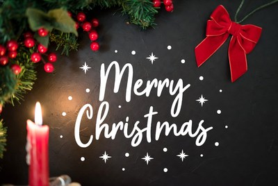 Merry Christmas with Candle and Holly