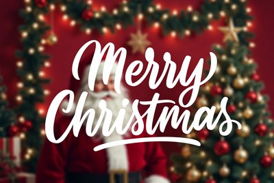 Merry Christmas Text with Santa