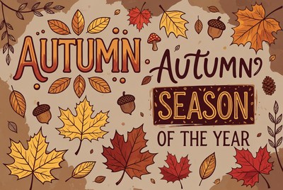 Autumn Season Illustration with Leaves