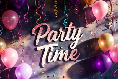 Party Time Glitter Sign with Balloons
