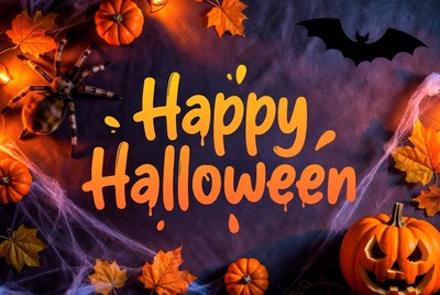 Happy Halloween with Pumpkins and Spider