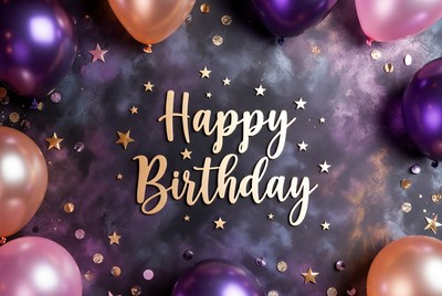 Happy Birthday Balloons and Stars