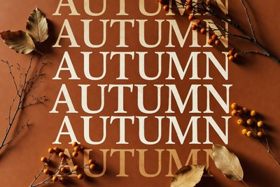 Autumn Text with Leaves and Berries