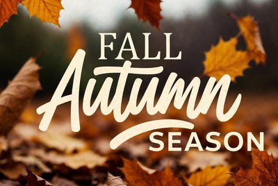 Fall Autumn Season Text with Leaves