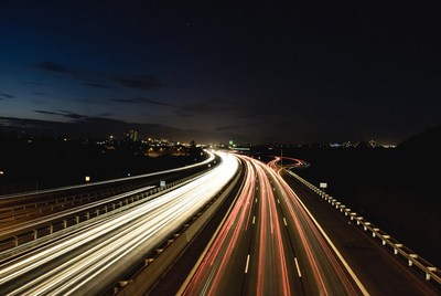 Highway Traffic Light Trails at Night