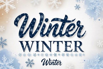 Winter Text with Snowflakes