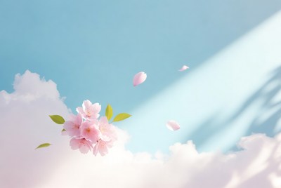 Pink Cherry Blossoms Against Blue Sky