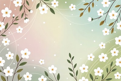 White Flowers on Gradient Background